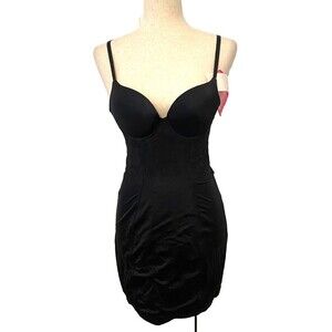 Maidenform Flexees Women's 34B Black Shapewear Slip Firm Control Lacey Padded